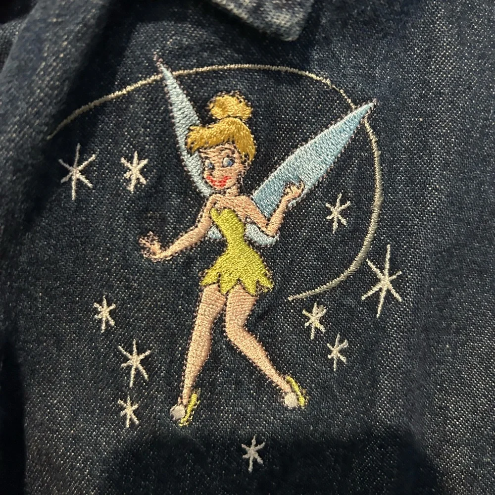 Vintage Disney Tinkerbell Denim Buttonup Shirt - MEDIUM - Picture 3 of 6